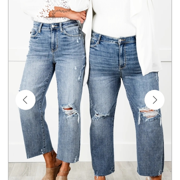 Judy Blue About Last Night Light Wash Destroyed Wide Leg Cropped Jeans Sz 11/30 - Picture 3 of 3